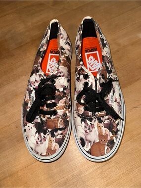 Vans ASPCA Cat Print Canvas Sneakers - Black, Orange, White